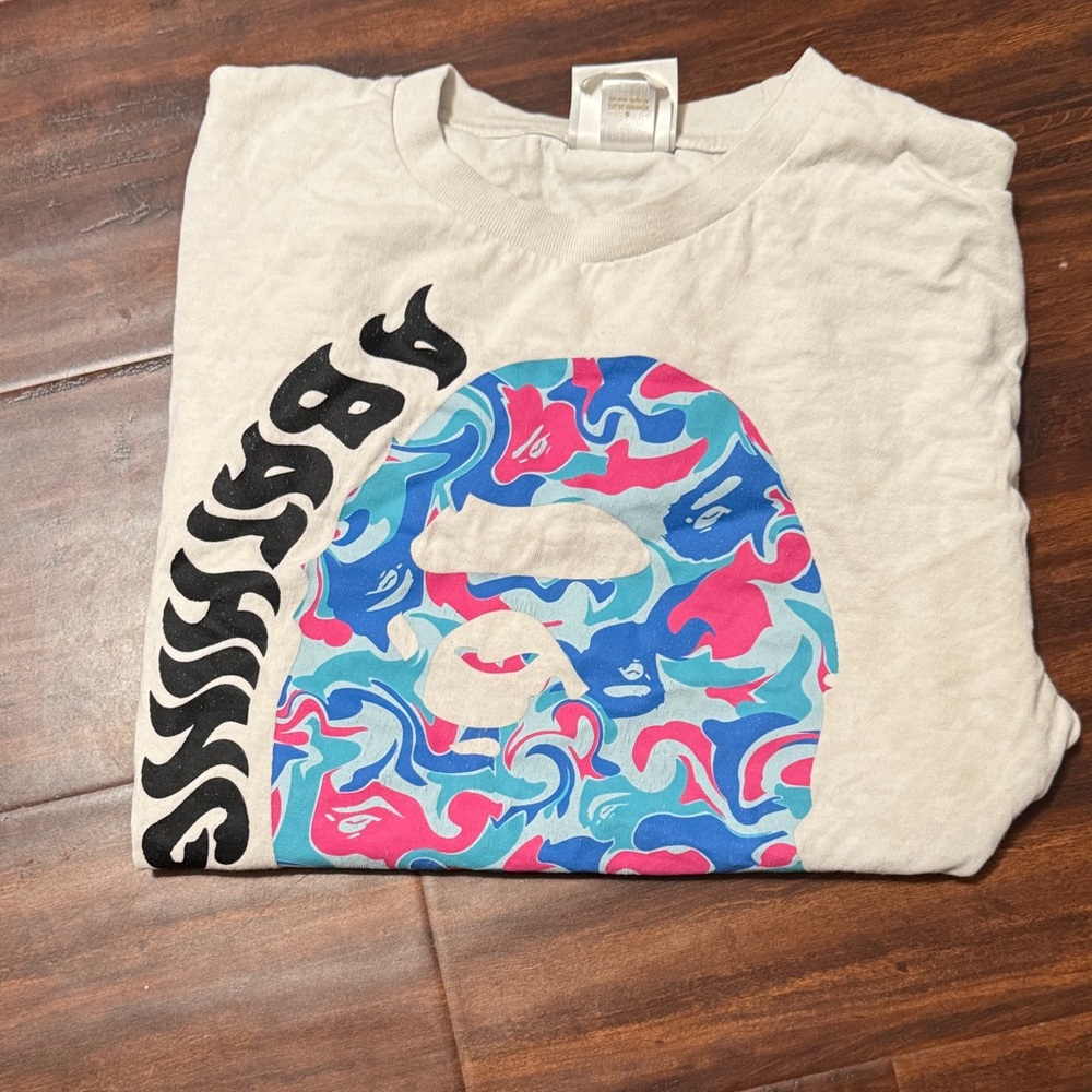 Bape Kids Tank Top - White with Blue and Pink Graphic